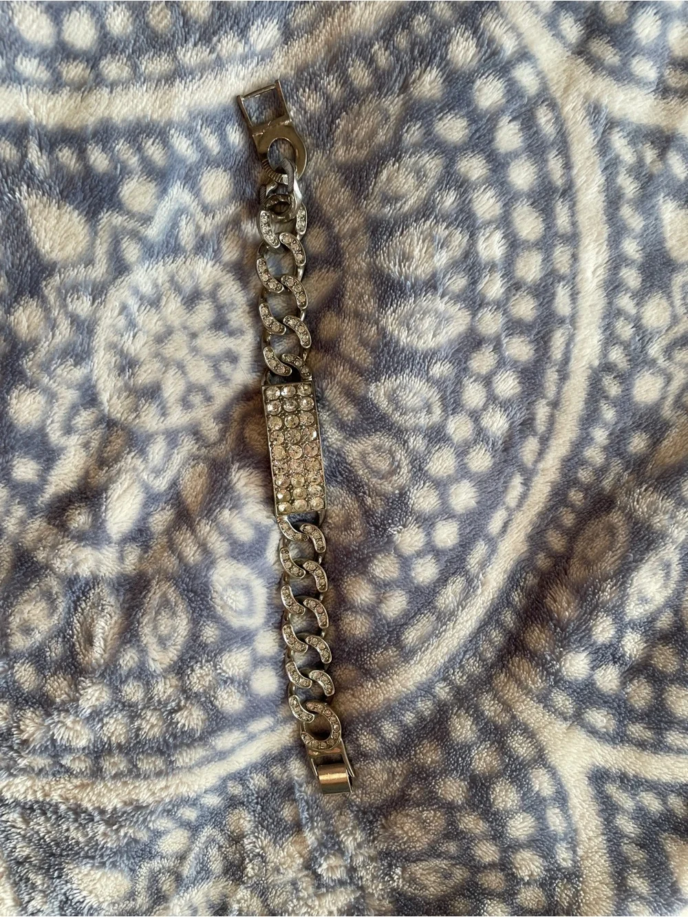 Men's Silver-Tone Cubic Zirconia Chain Bracelet